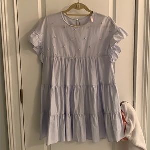 Zara blue dress with pearls size M
